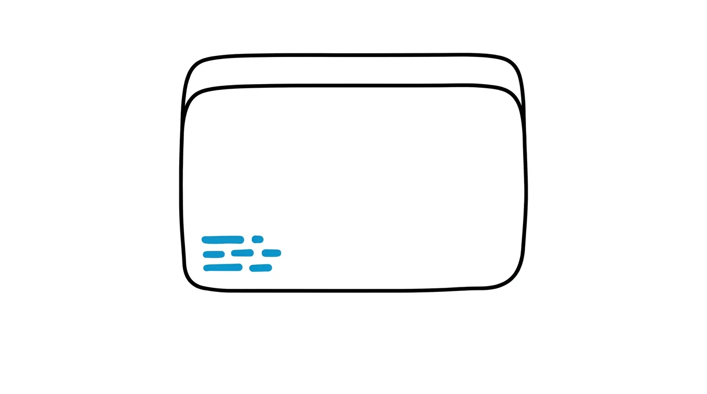 Abstract illustration of a mostly empty outlined frame with a small filled portion in one corner.